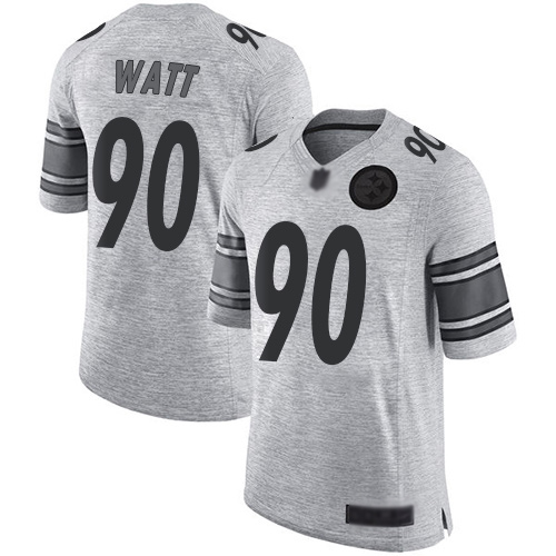 Men Pittsburgh Steelers Football #90 Limited Gray T J Watt Gridiron II Nike NFL Jersey